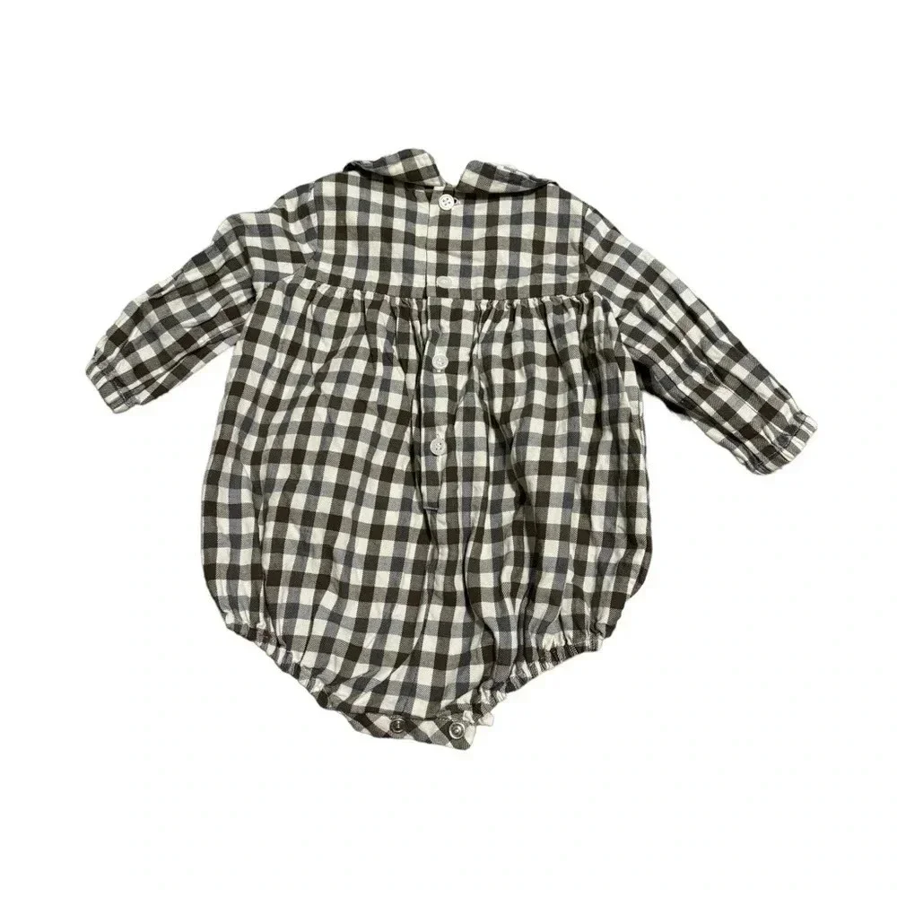 🖤✨ Sophie & Lucas Black Gingham Bubble Romper Newborn Long Sleeve One Piece ✨🖤